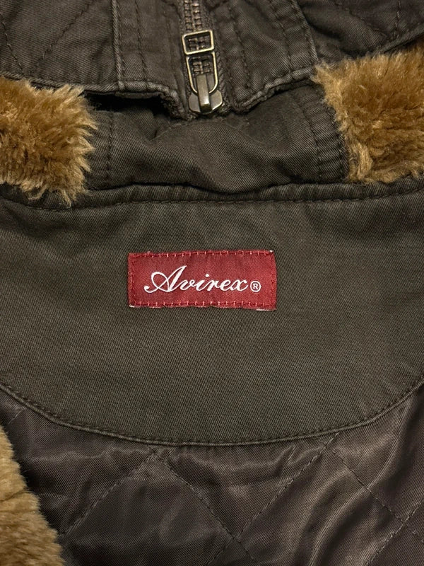 Japanese Avirex boa lined khaki utility mod coat w split hood