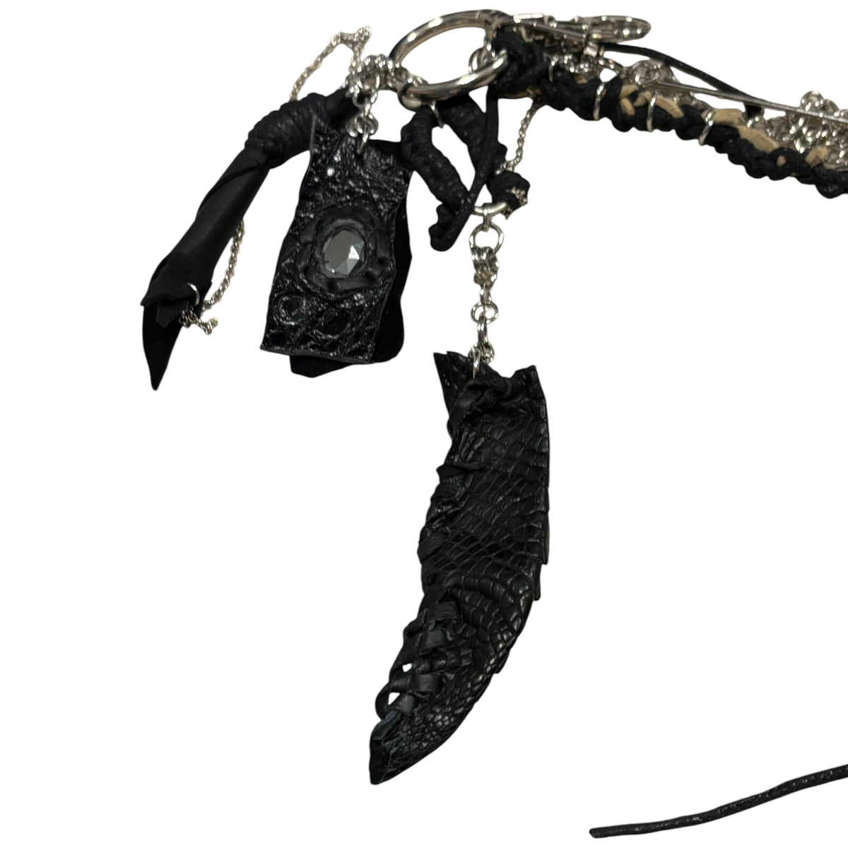 Japanese handmade feather charm w/ crocodile claw details