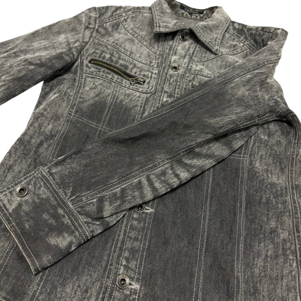 5351 Pour Les Hommes grey two tone marble wash denim jacket