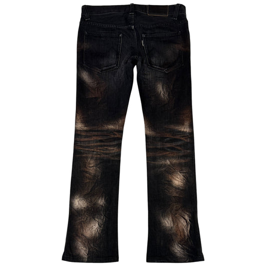 Tornado Mart red galaxy effect black bootcut denim jeans