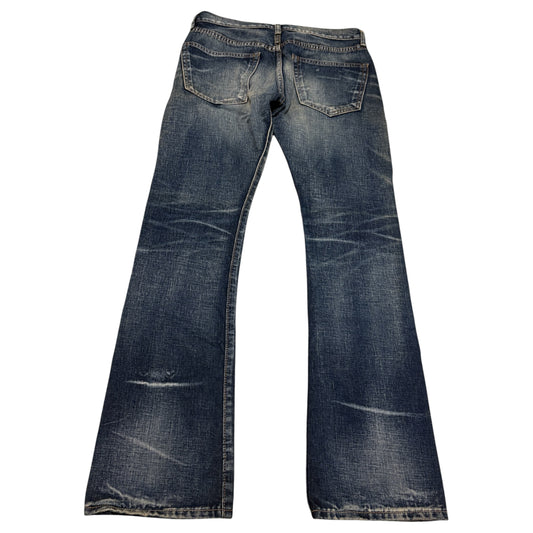 Jun Hashimoto blue fade wash bootcut denim jeans