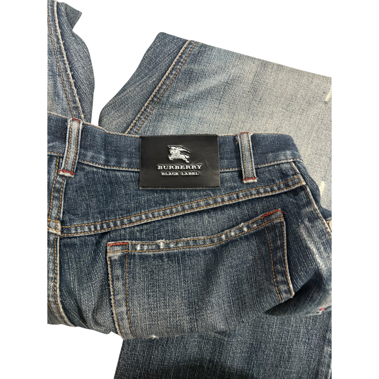 Burberry Black Label distressed blue straight denim jeans
