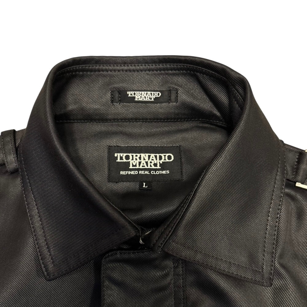 Tornado Mart black trench coat with removable belt
