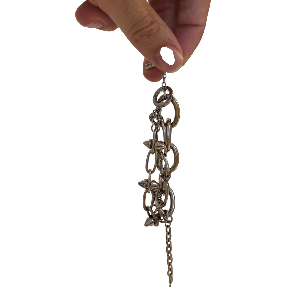 Gunda double layer spiked 925 silver plated bracelet