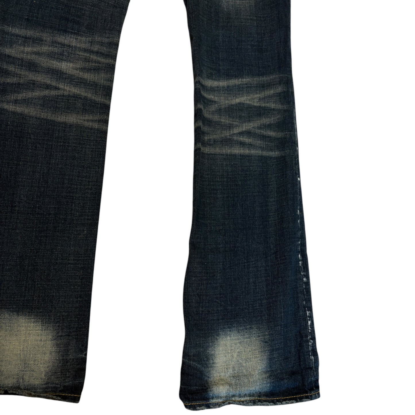 Semantic Design multizip detailed inseam shine effect bootcut jeans