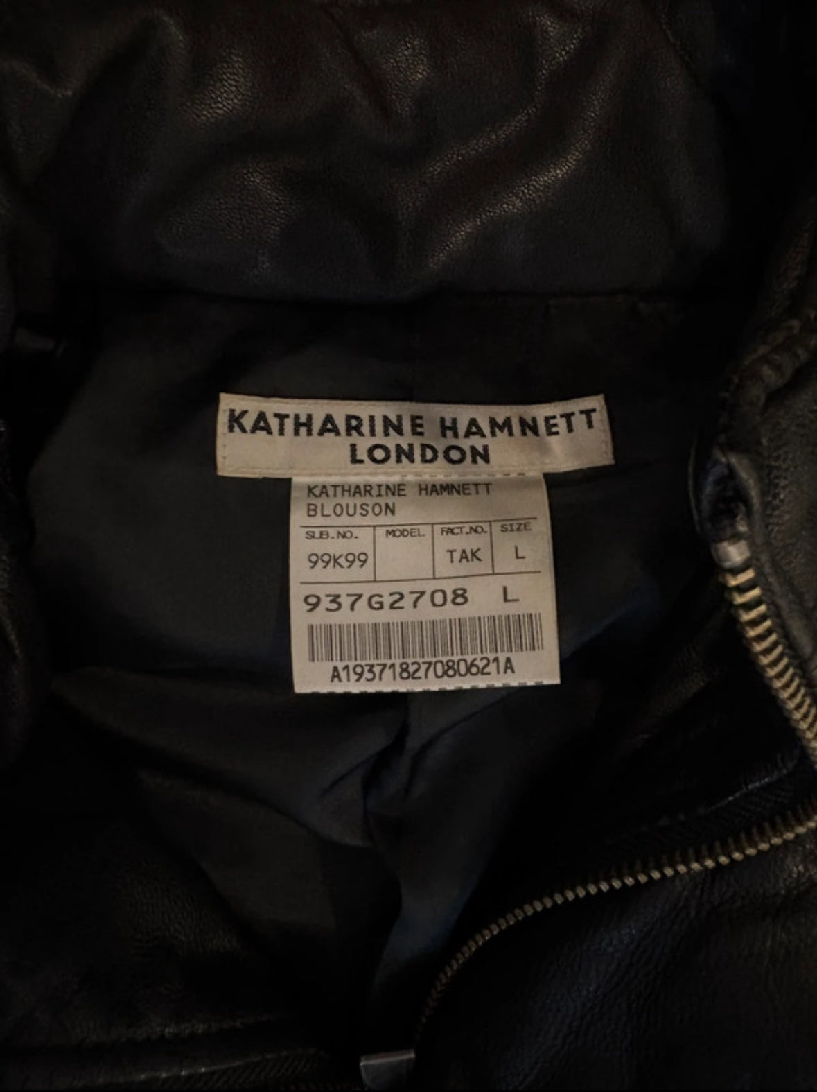 Katharine Hamnett goat leather jacket with detachable hood