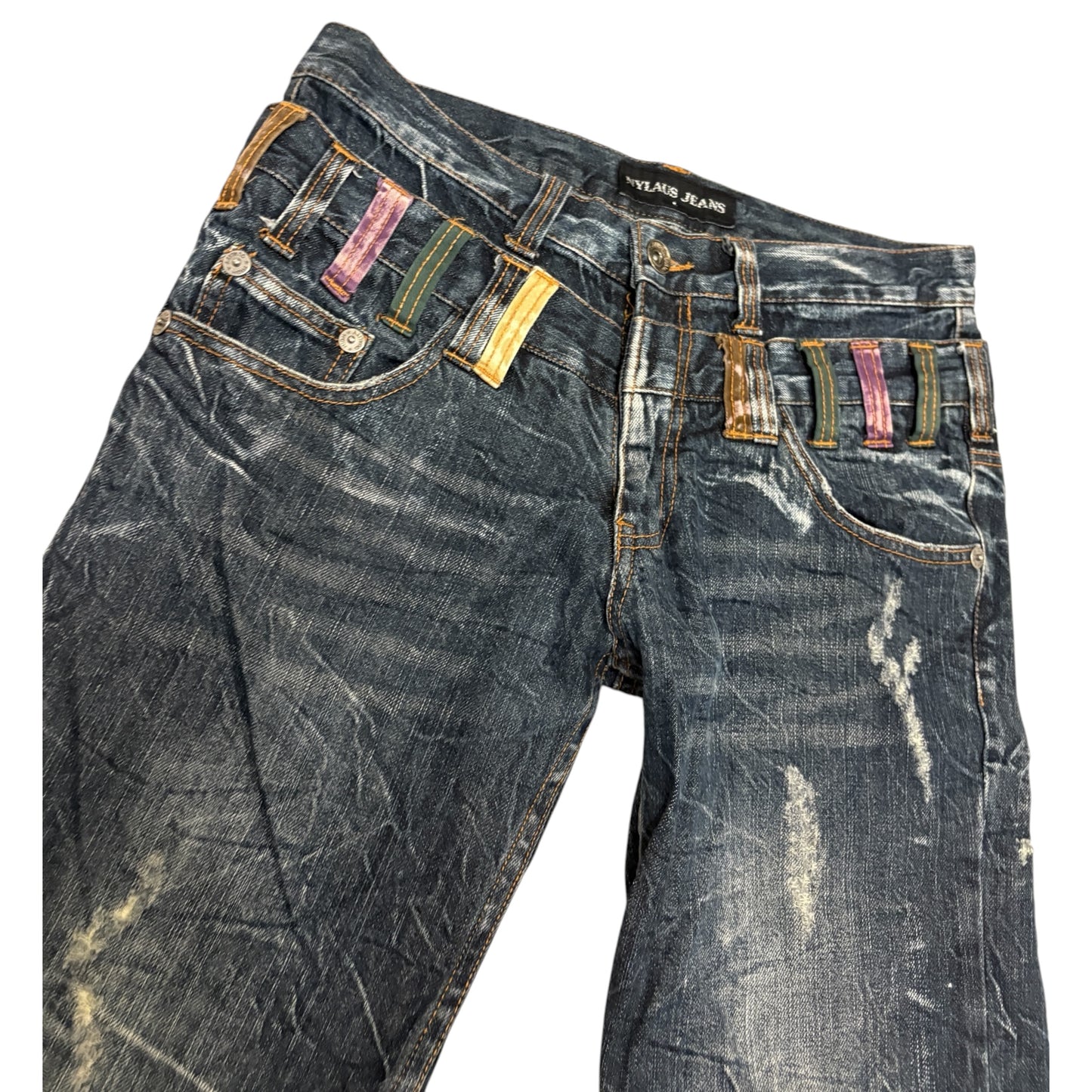 Nylaus double waisted multicolour belt loops denim jeans