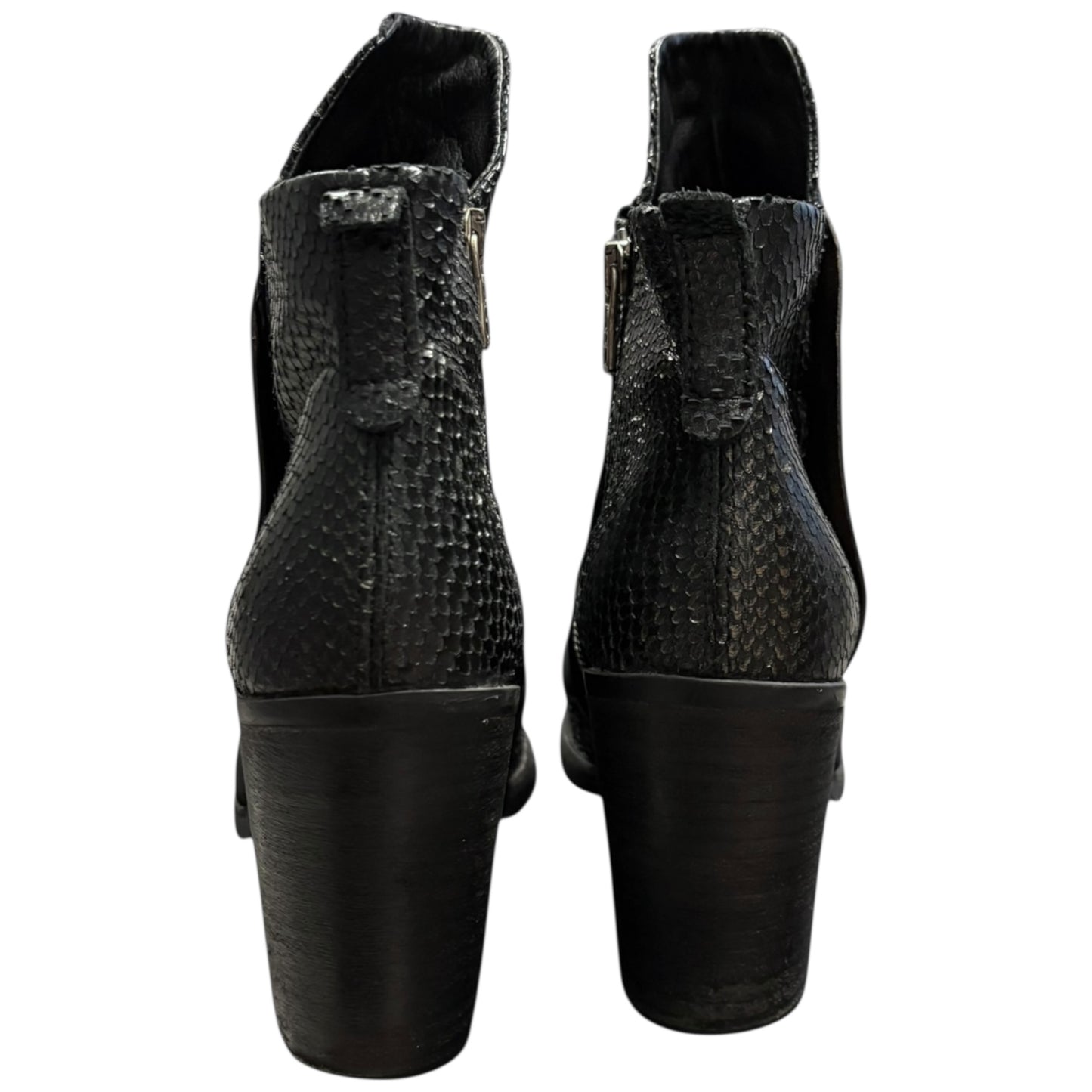 A.S.98 python print side zip leather drape heeled boots