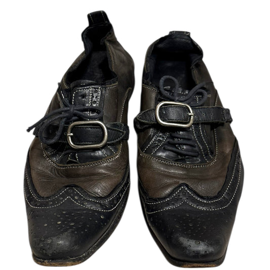 Alfredo Bannister brown harness monk strap buckle leather low boots