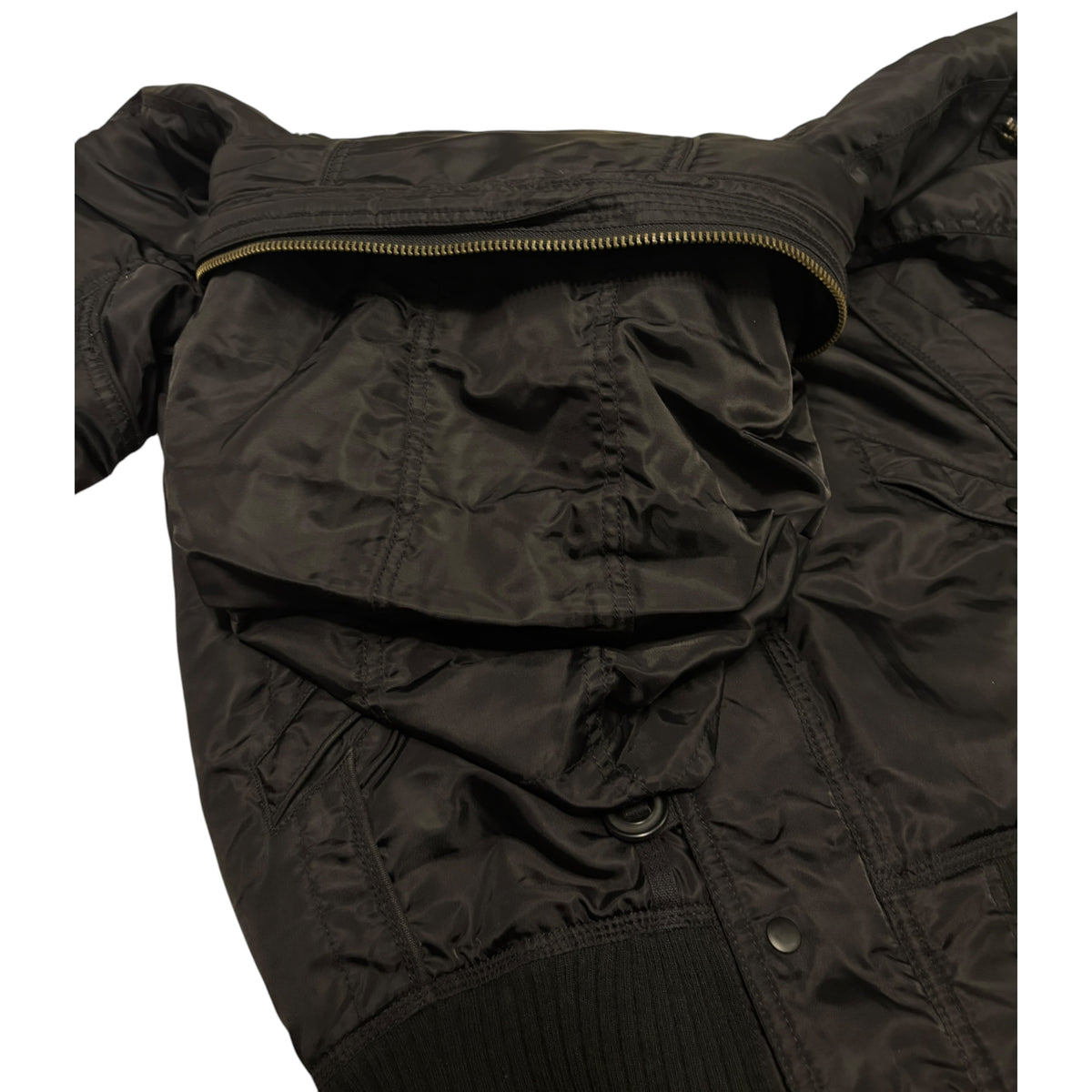 Goa bono hood nylon utility bomber jacket w/ cotton fleece ends