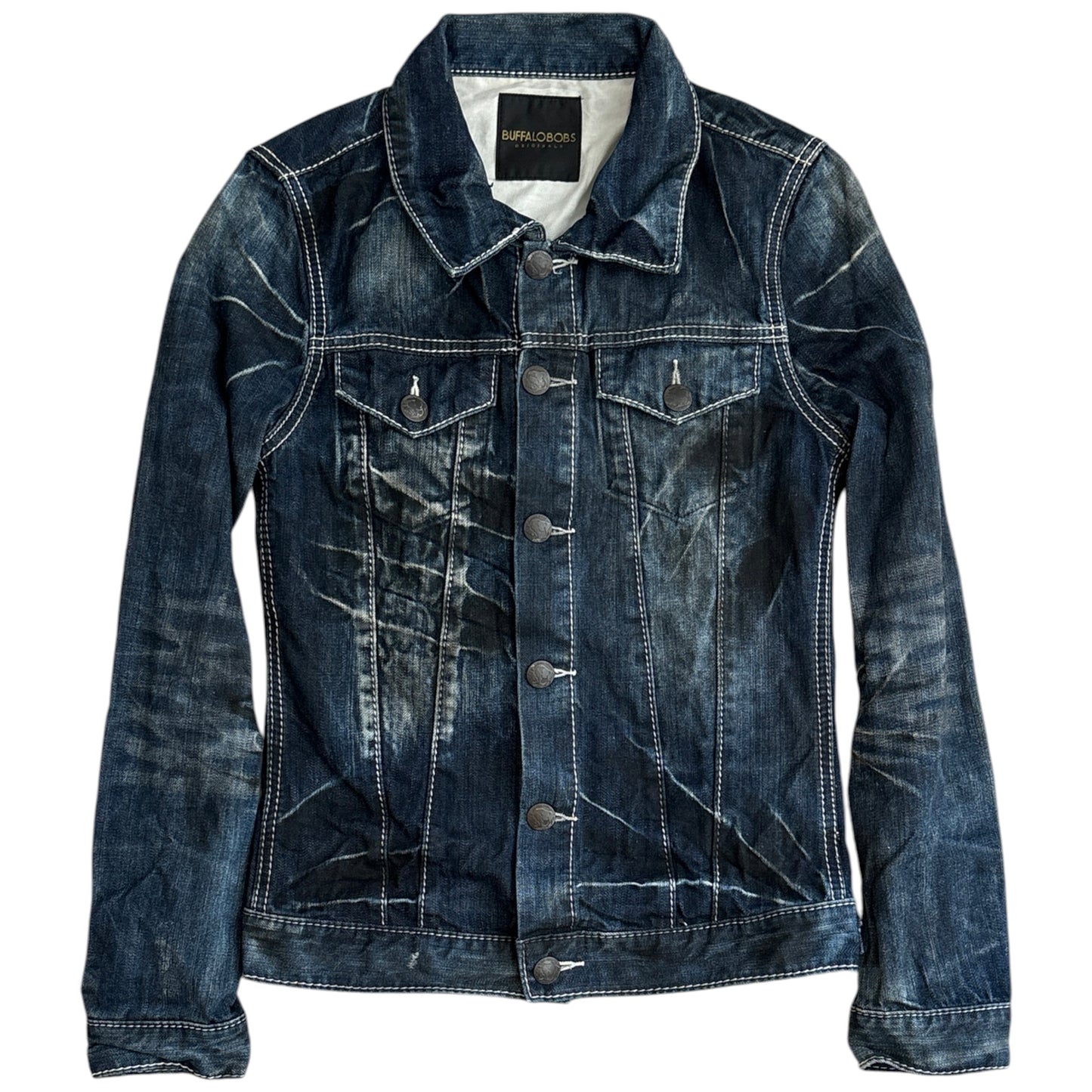 Buffalo Bobs blue two tone gradient streaked denim jacket