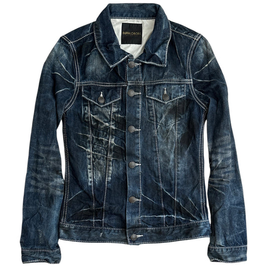 Buffalo Bobs blue two tone gradient streaked denim jacket