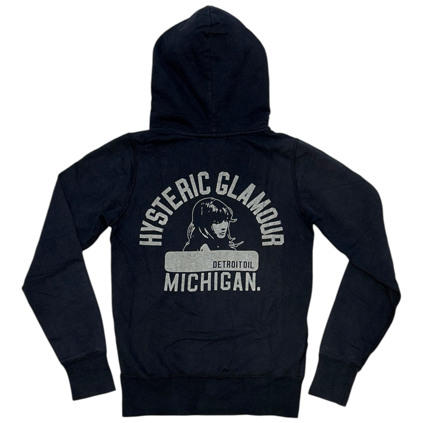 Hysteric Glamour ‘Detroit girl’ dark grey navy zip hoodie
