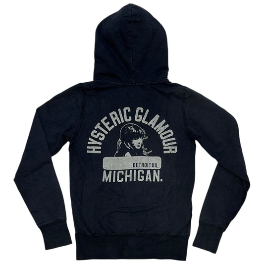 Hysteric Glamour ‘Detroit girl’ dark grey navy zip hoodie