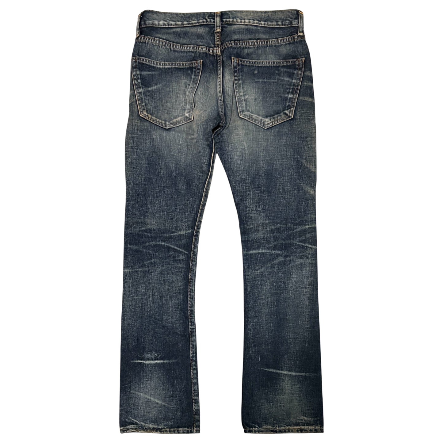 Jun Hashimoto blue fade wash bootcut denim jeans