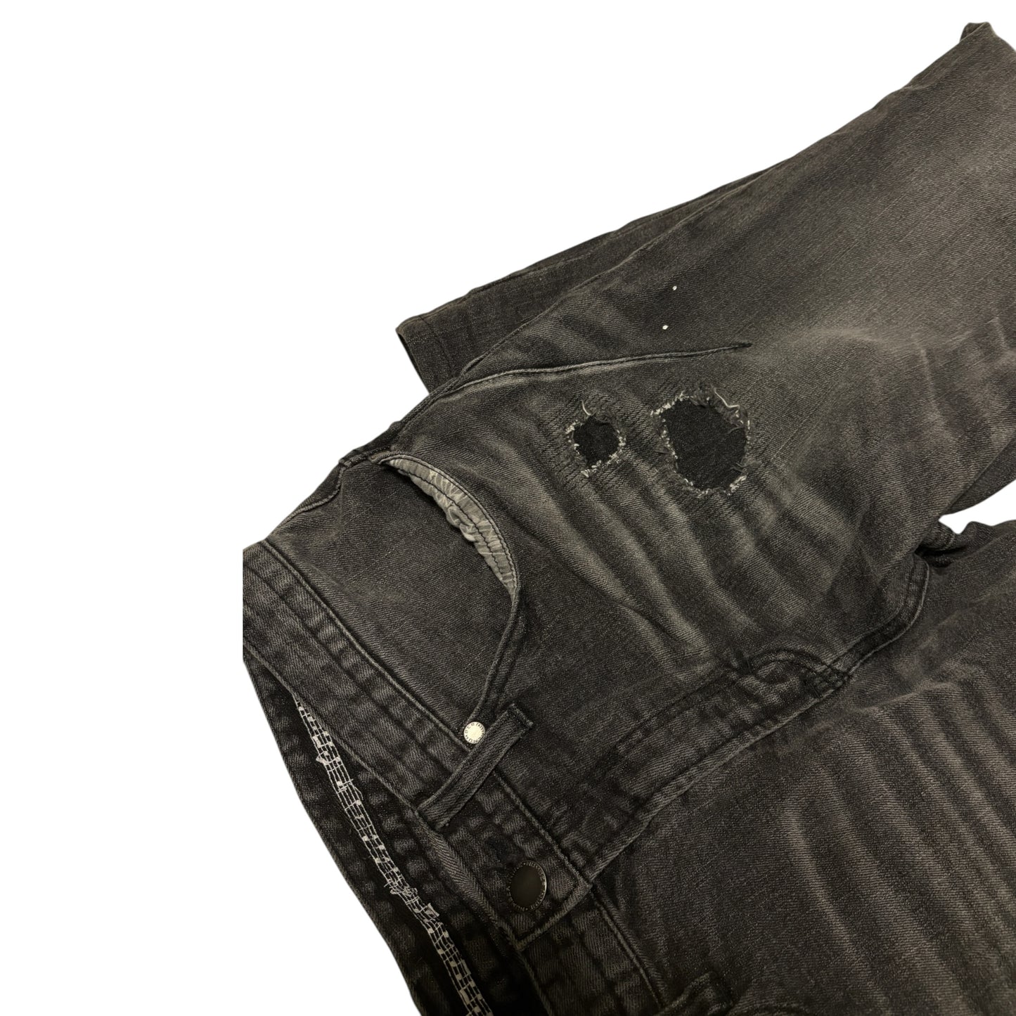 Number (N)ine Denim grey distressed streaked denim jeans