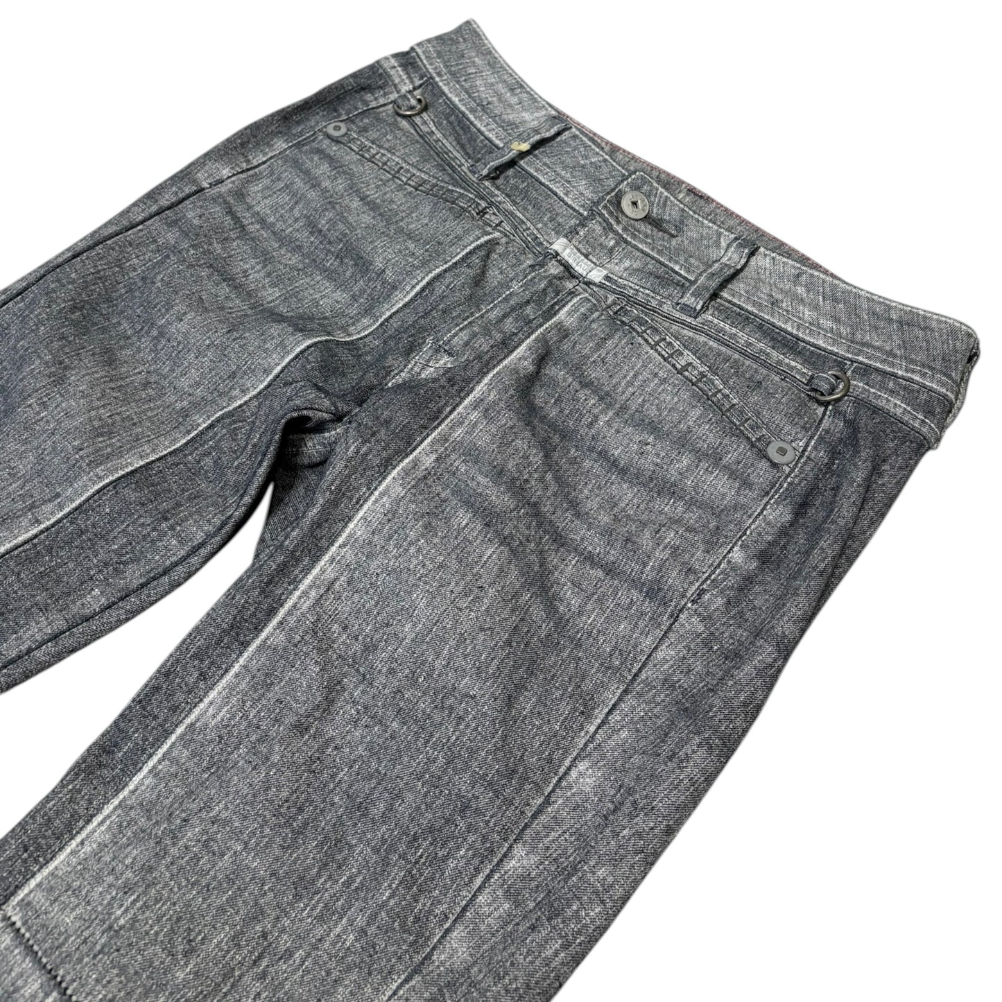 Marithe Francois Girbaud grey jeans w button
bootcuts