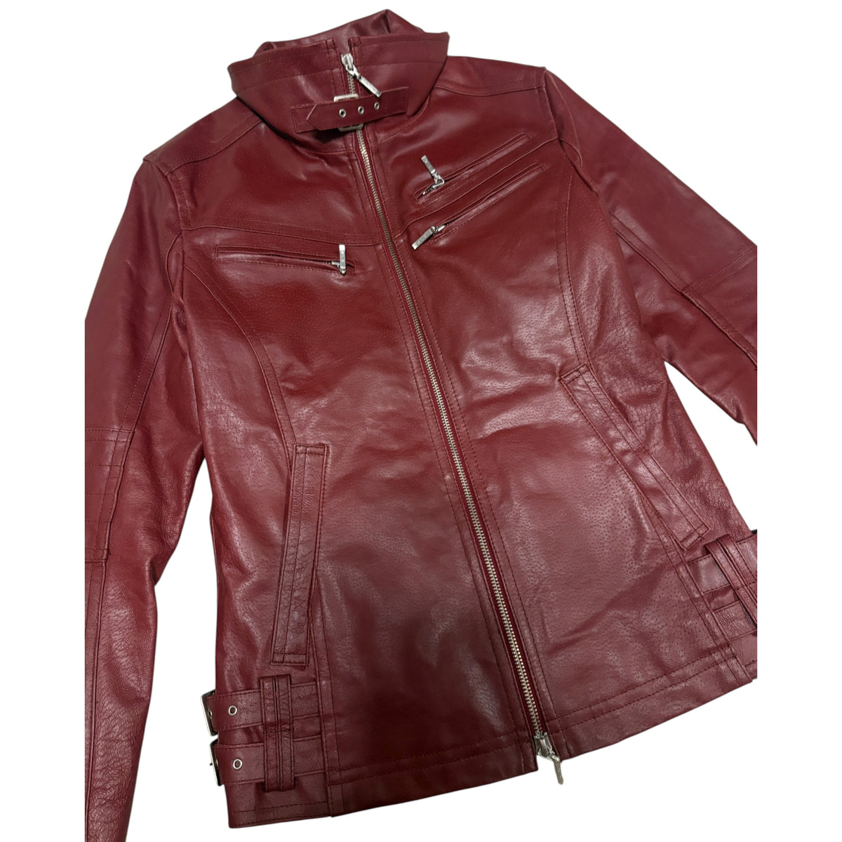 Atelier Sab Men (A.S.M) burgundy red multizip buffalo leather jacket