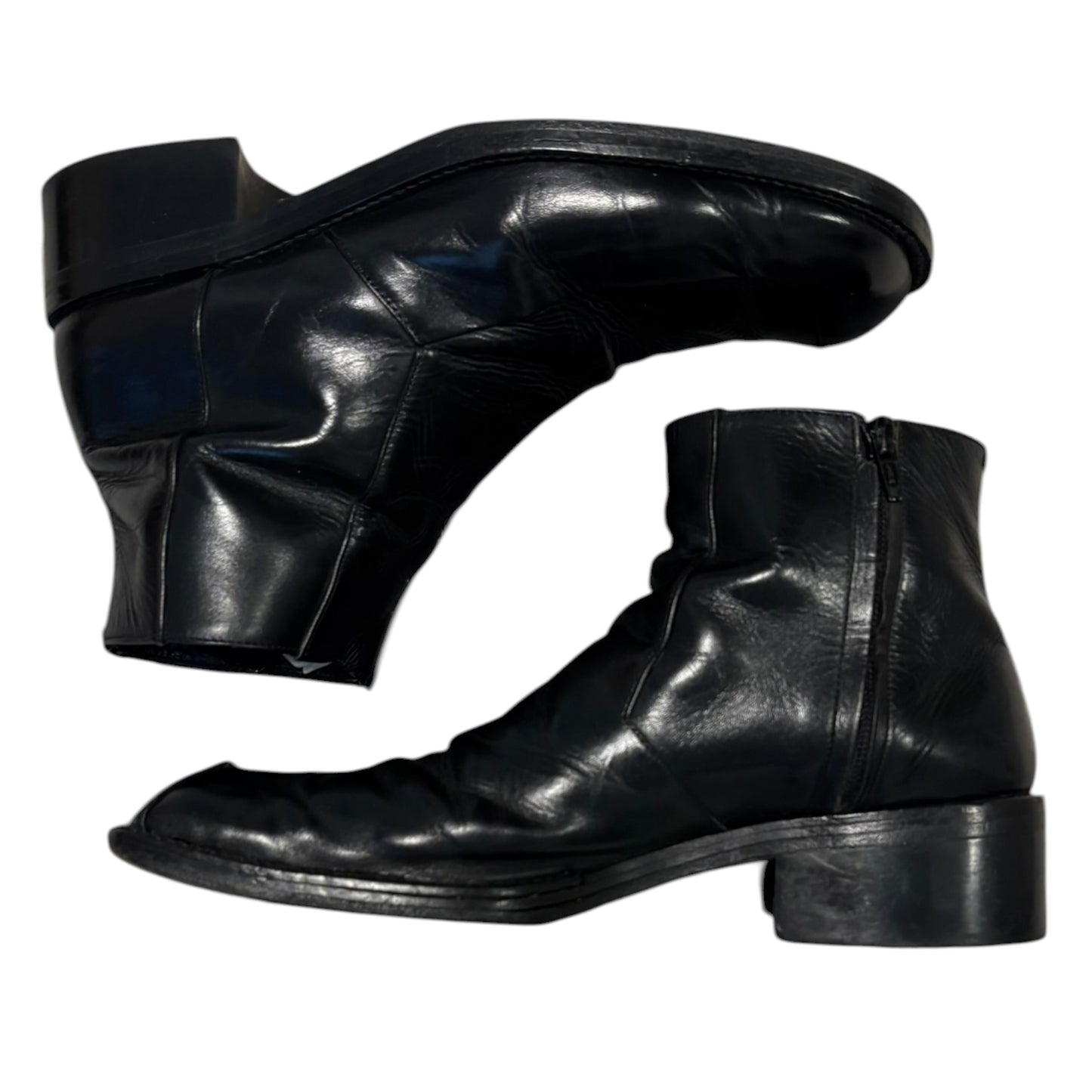 Alfredo Bannister layered crinkle effect leather side zip boots