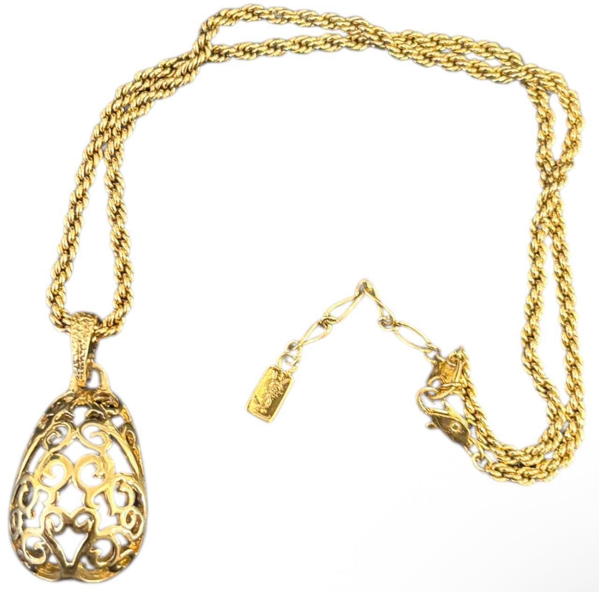 Yves Saint Laurent filigree pendant gold plated necklace