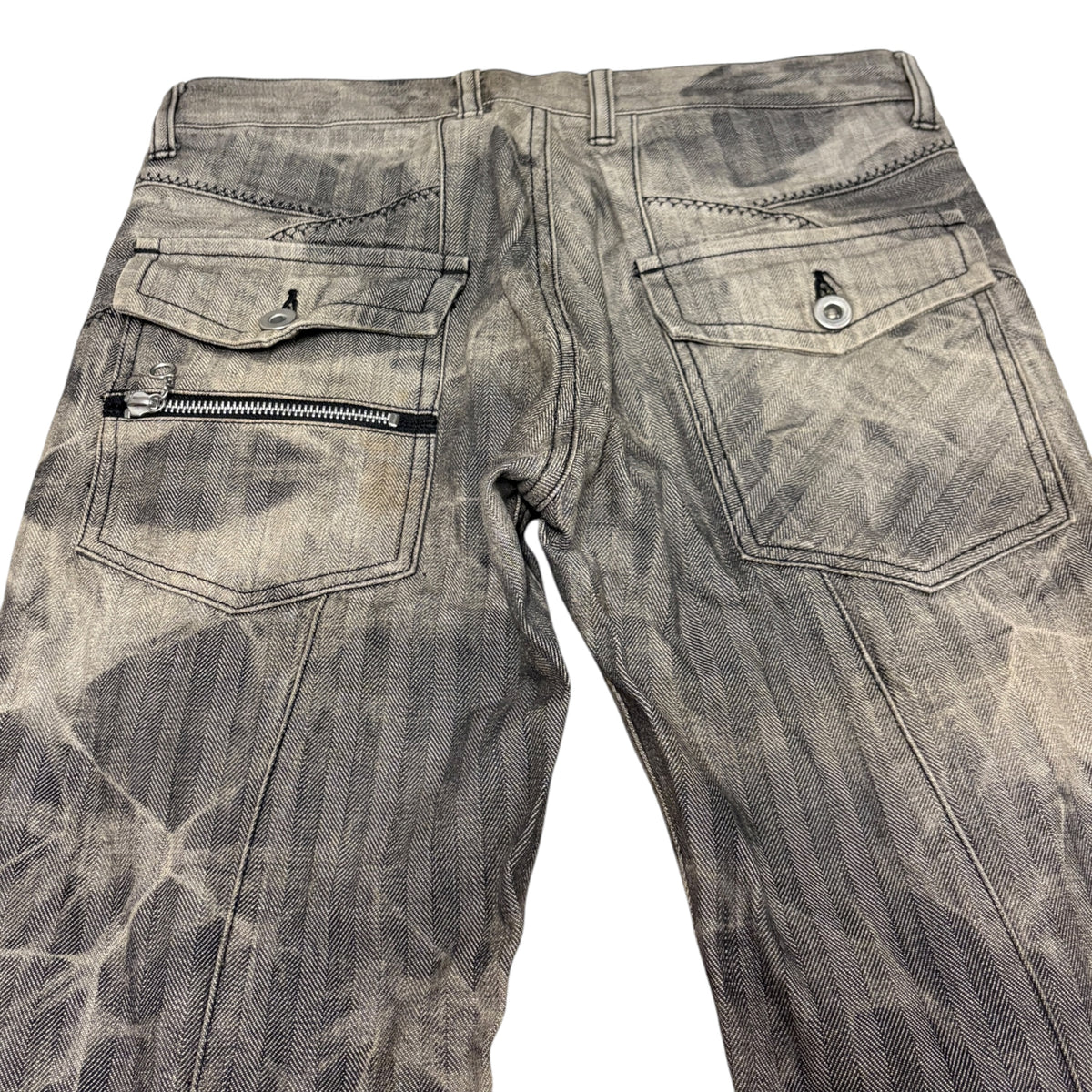 Japanese brand grey fade wash flare bootcut denim jeans