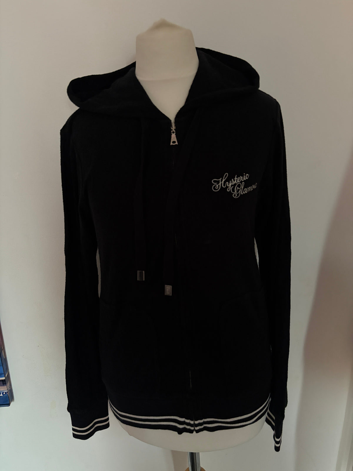 Hysteric Glamour striped end cotton zip hoodie w/ girl graphic