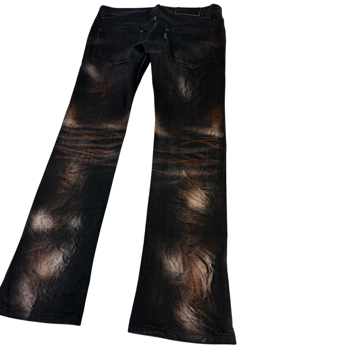 Tornado Mart red galaxy effect black bootcut denim jeans