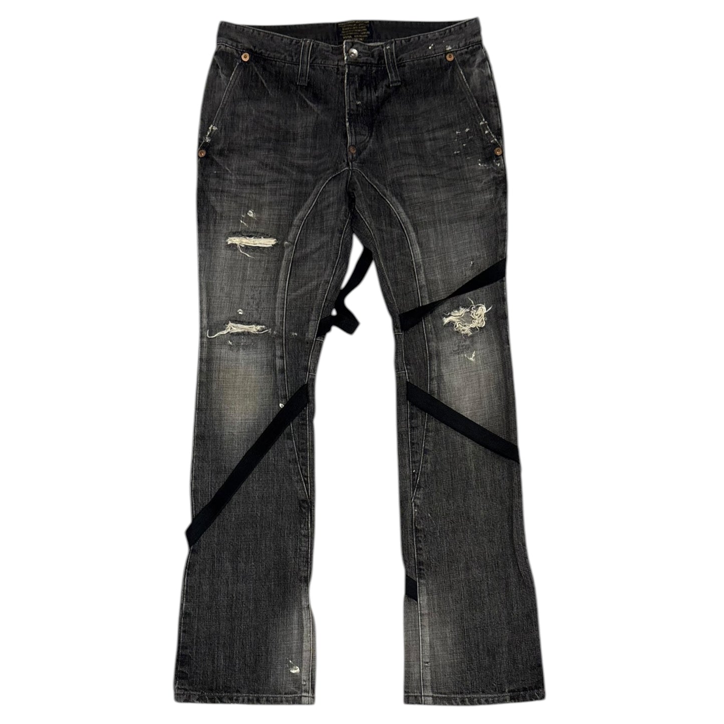 Kazuhiro Takakura grey bondage harness distressed denim jeans