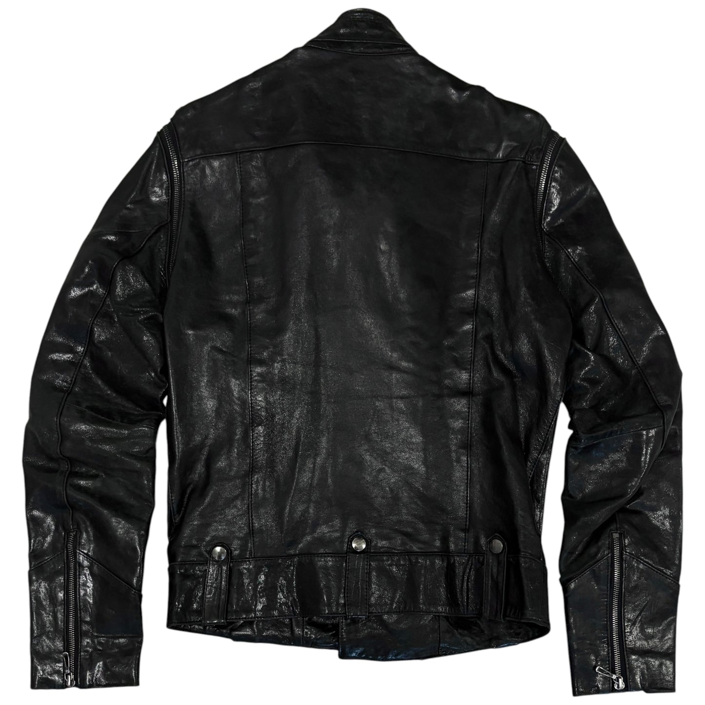 Tete Homme asymmetric lambskin leather multizip biker jacket