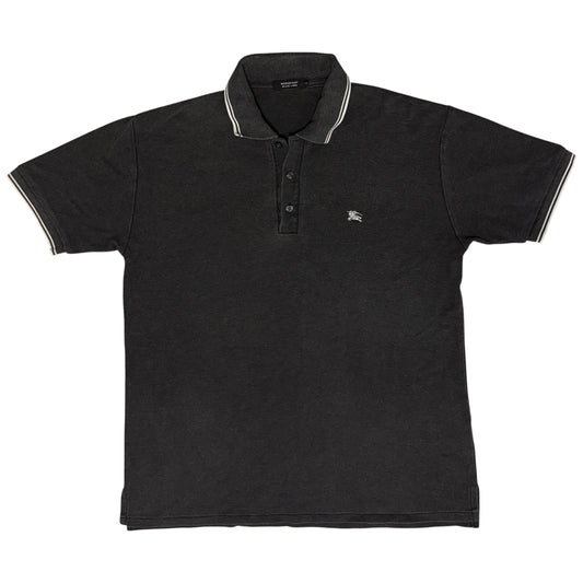 Burberry Black Label grey striped cotton polo T-shirt