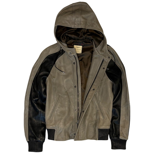 Morgan de Toi Homme khaki black lambskin leather boxer jacket