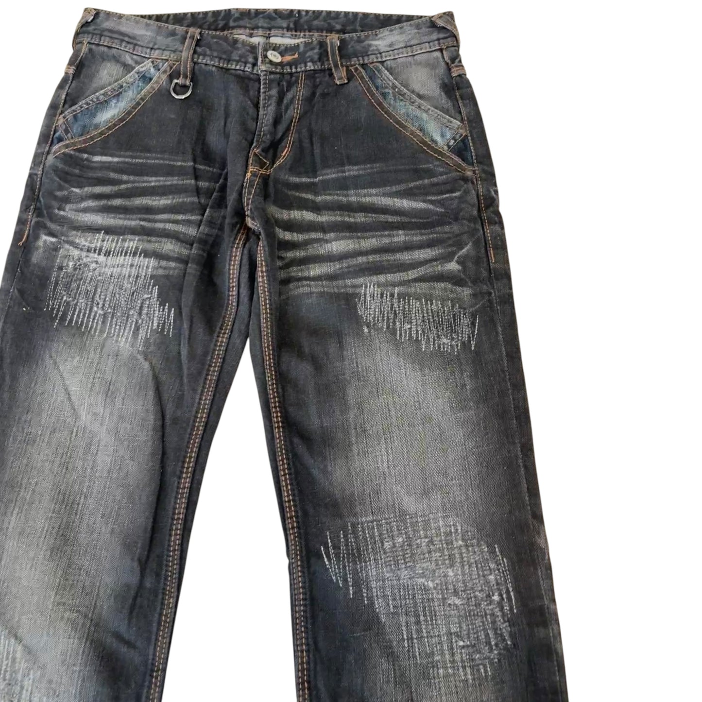 Hideaways Nicole navy patchwork streaked bootcut denim jeans
