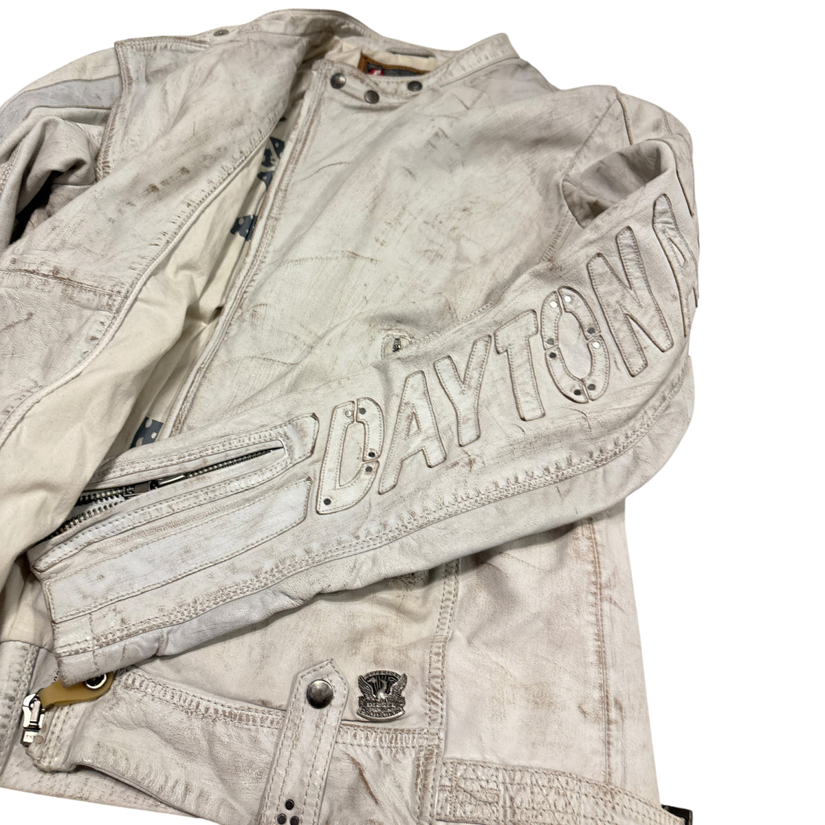 Diesel 2006 Daytona asymmetric white lambskin leather motorcycle jacket RRP £700