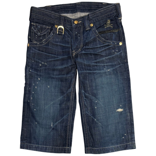 Roen blue claw mark denim jorts
