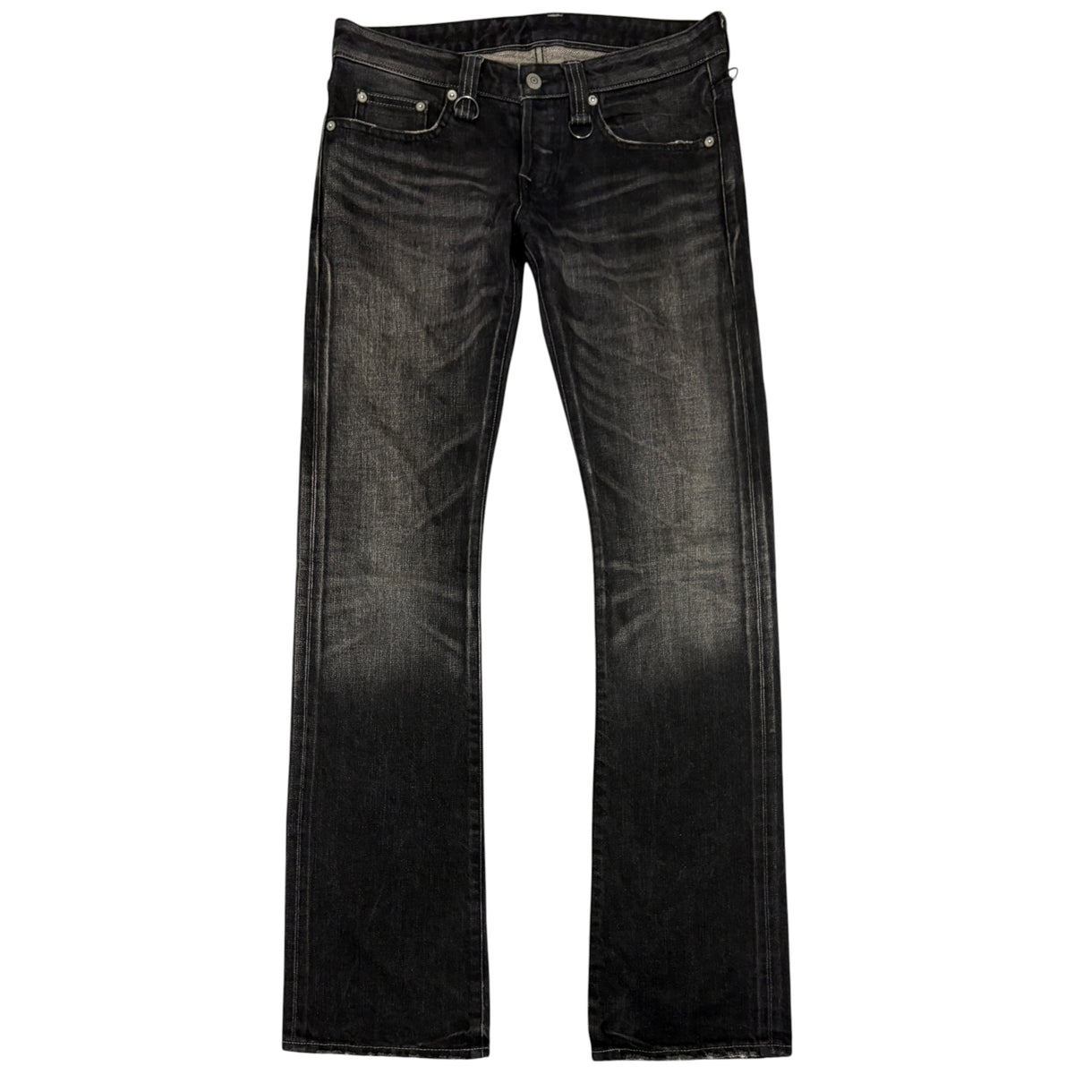 Buffalo Bobs grey black whiskered straight leg denim jeans