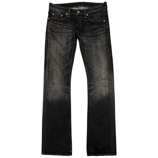 Buffalo Bobs grey black whiskered straight leg denim jeans