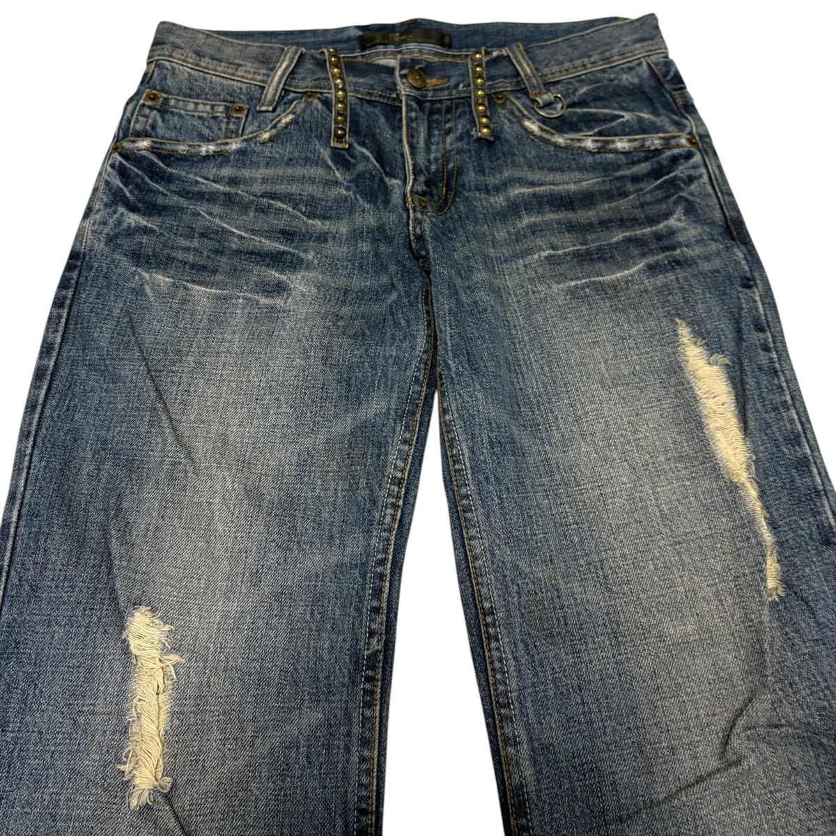 Midas blue studded claw mark wash embroided pocket denim jeans