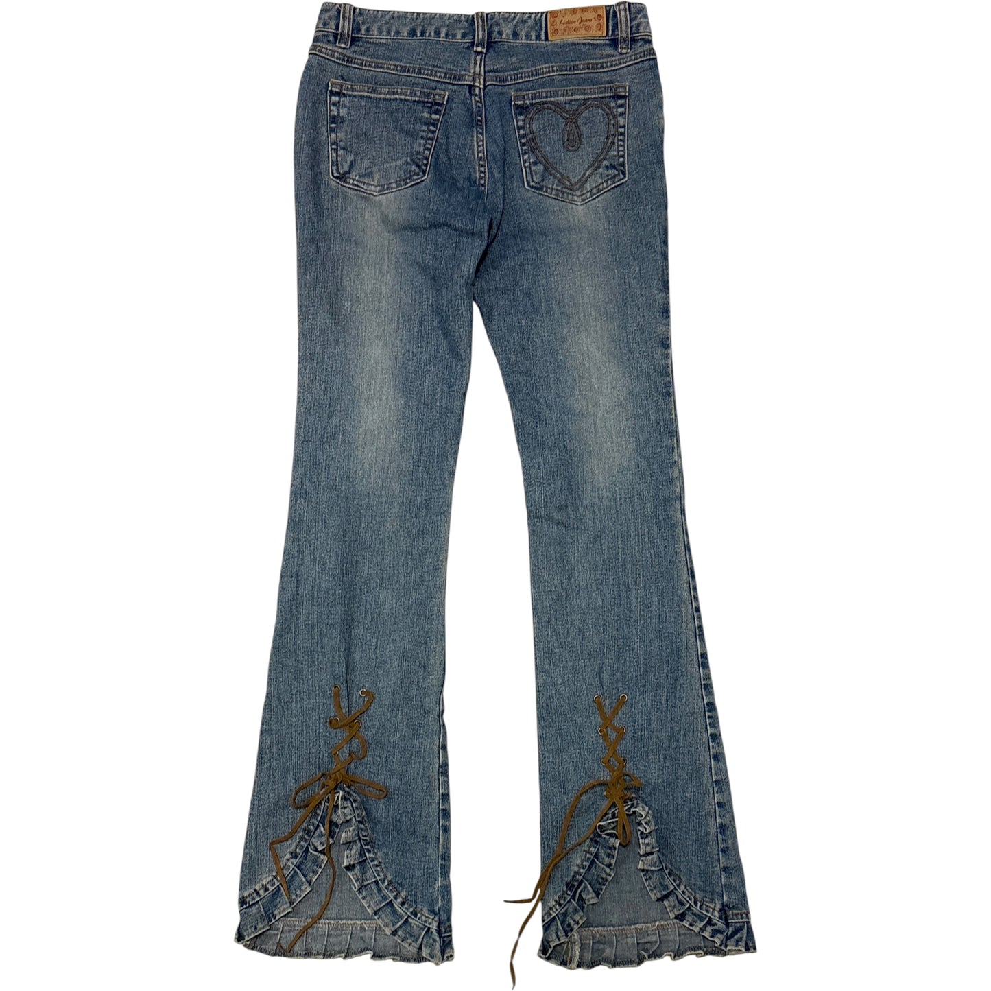 Liz Lisa lace up bootcut denim w/ embroided heart pocket
