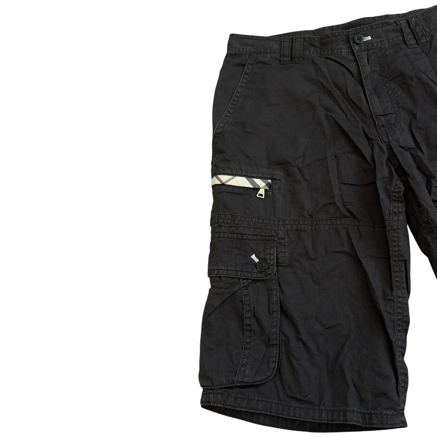 Burberry Black Label black cargo utility multipocket shorts
