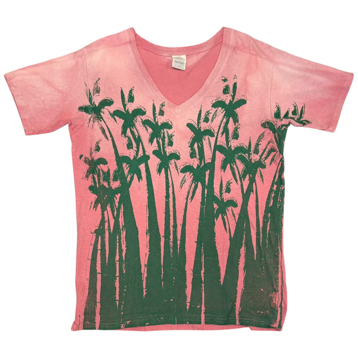 Kapital pink fade wash palm tree V-neck T-shirt