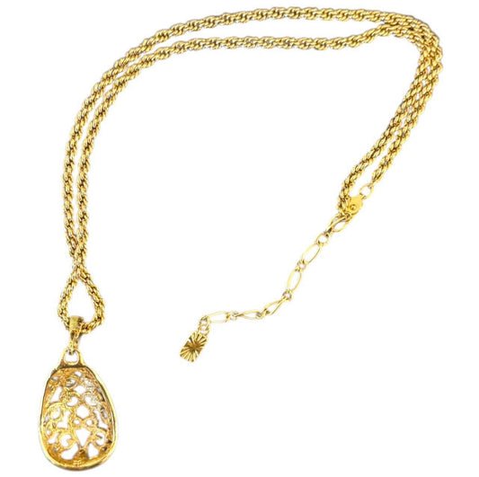 Yves Saint Laurent filigree pendant gold plated necklace