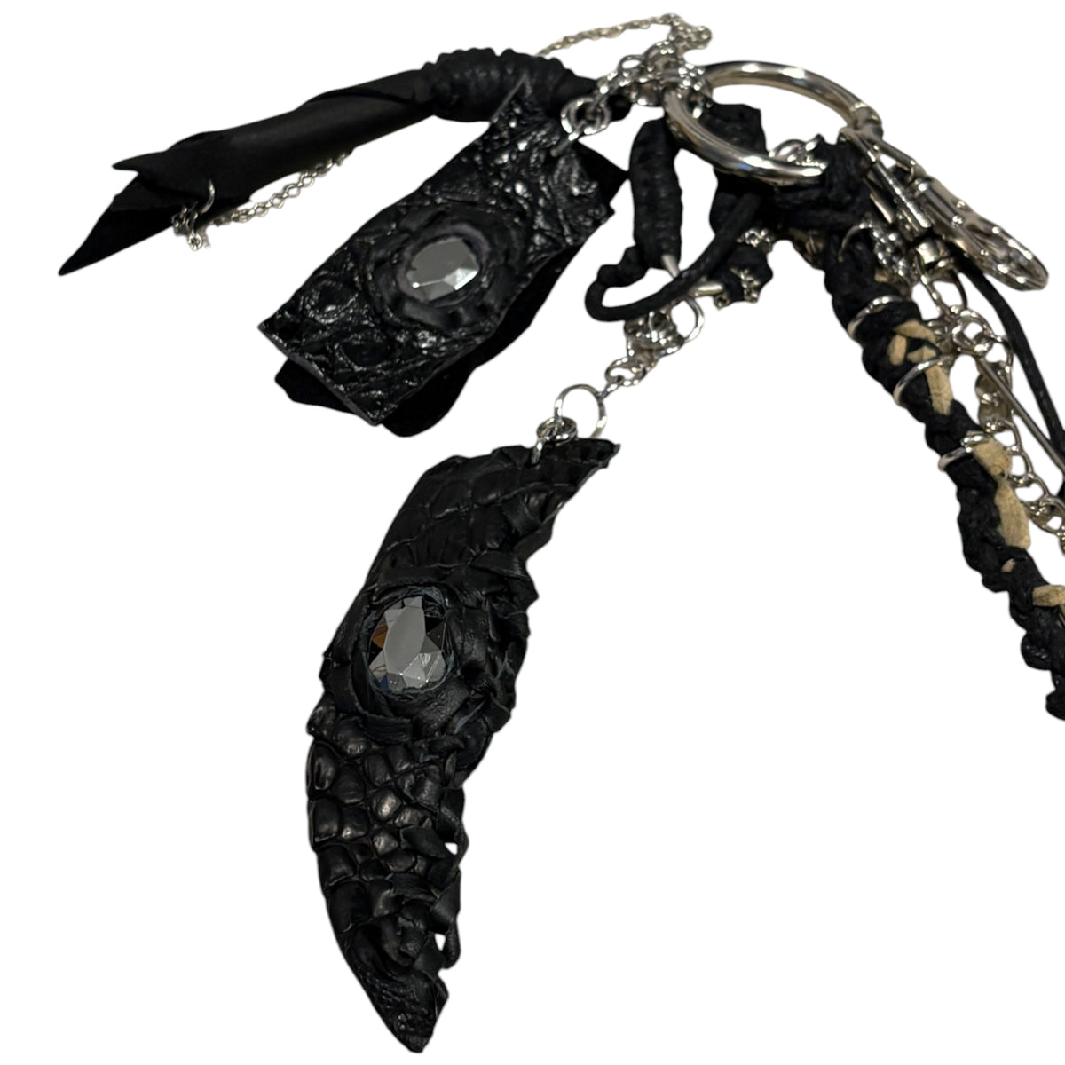 Japanese handmade feather charm w/ crocodile claw details