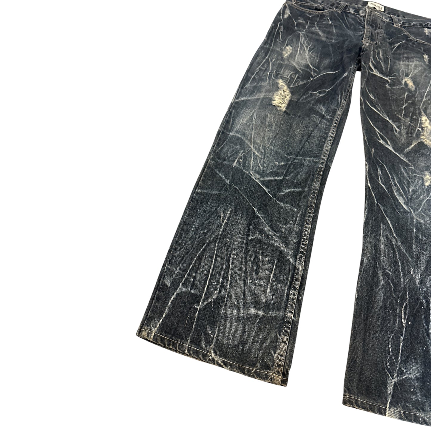 Nylaus distressed streaked wash denim jeans