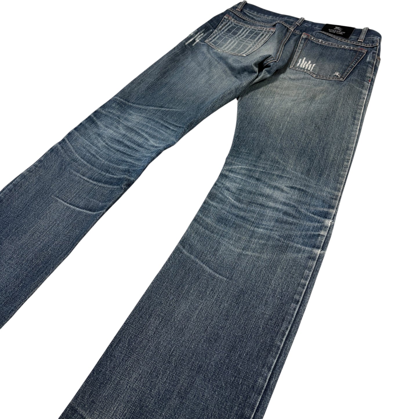 Burberry Black Label distressed blue straight denim jeans