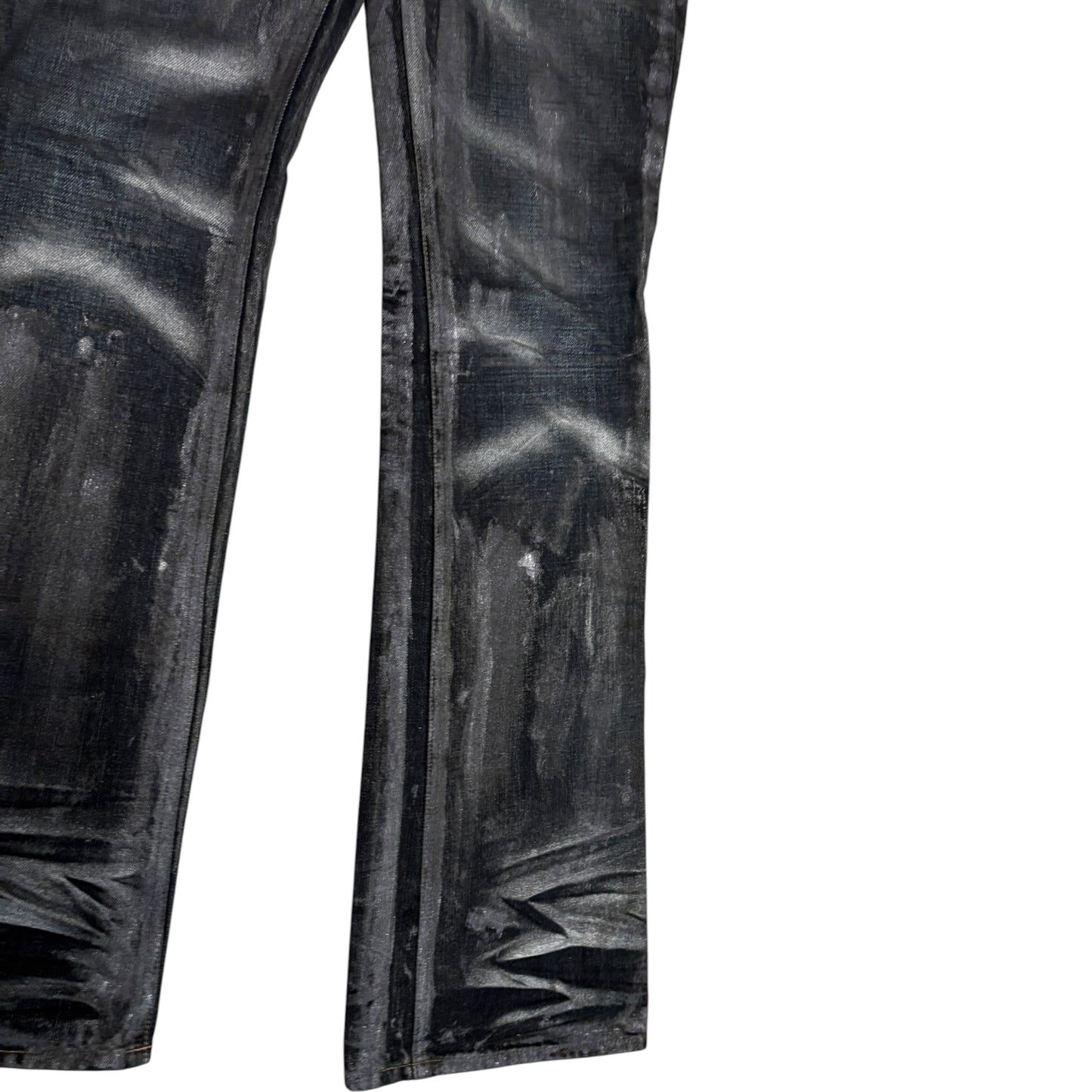 Midas waxed & painted blue grey bootcut denim  jeans