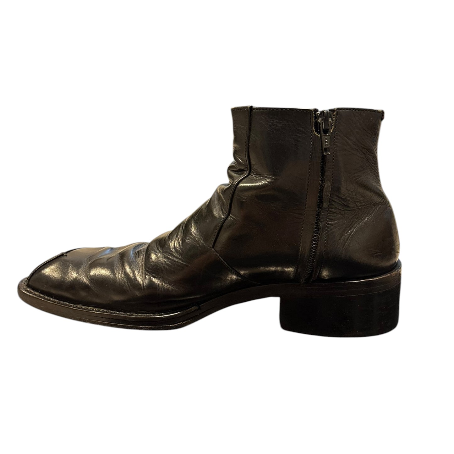 Alfredo Bannister layered crinkle effect leather side zip boots