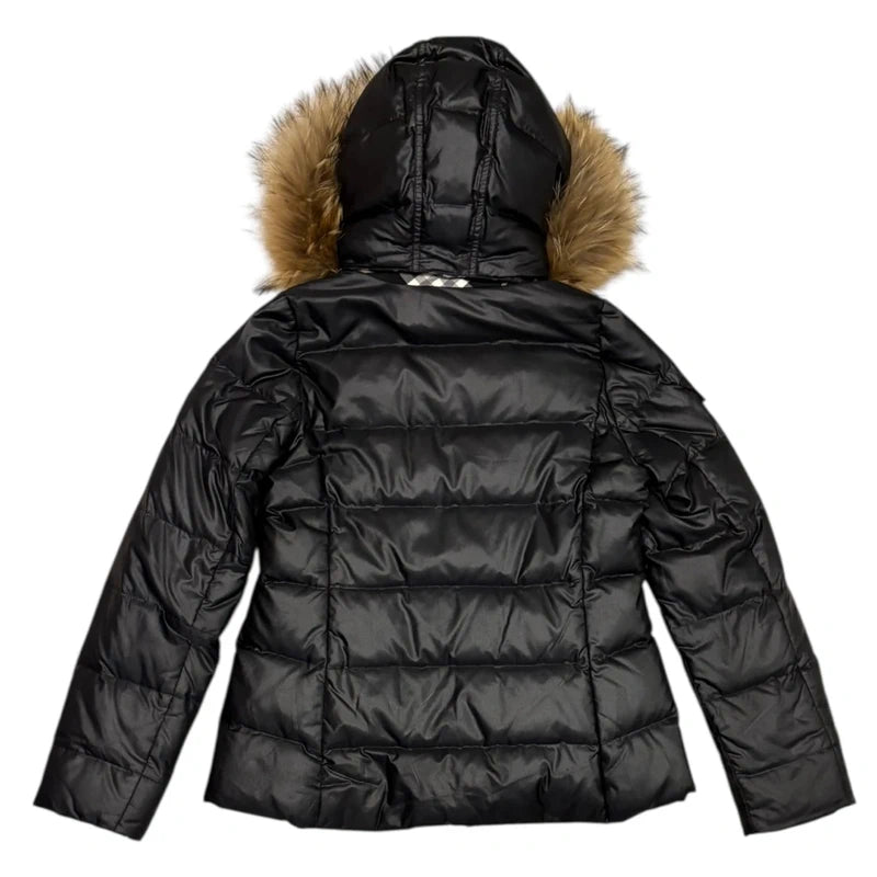 Burberry Blue Label (JP exclusive line) black fur hood puffer down jacket