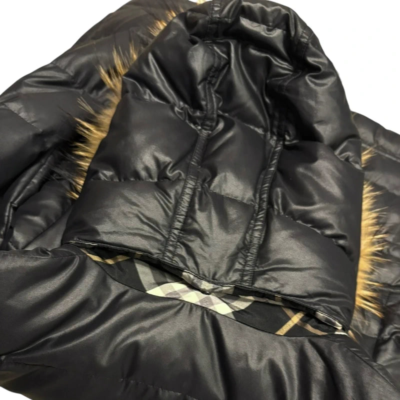 Burberry Blue Label (JP exclusive line) black fur hood puffer down jacket