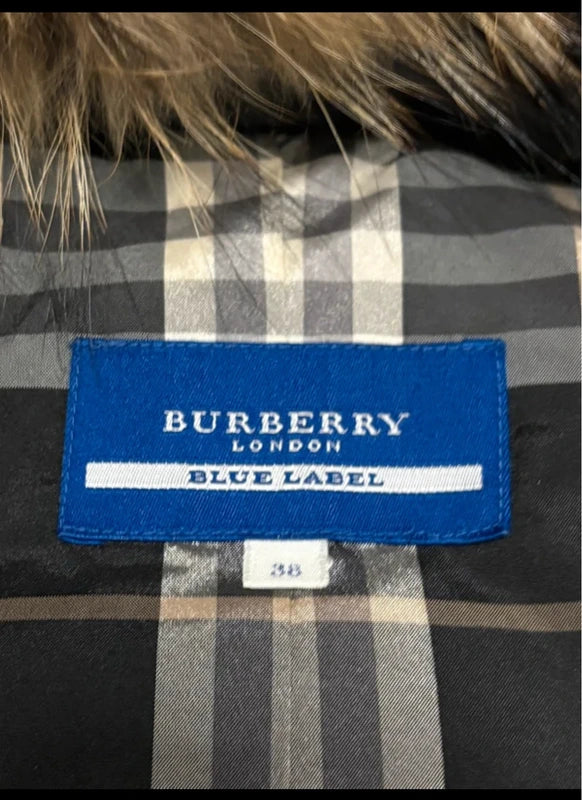 Burberry Blue Label (JP exclusive line) black fur hood puffer down jacket