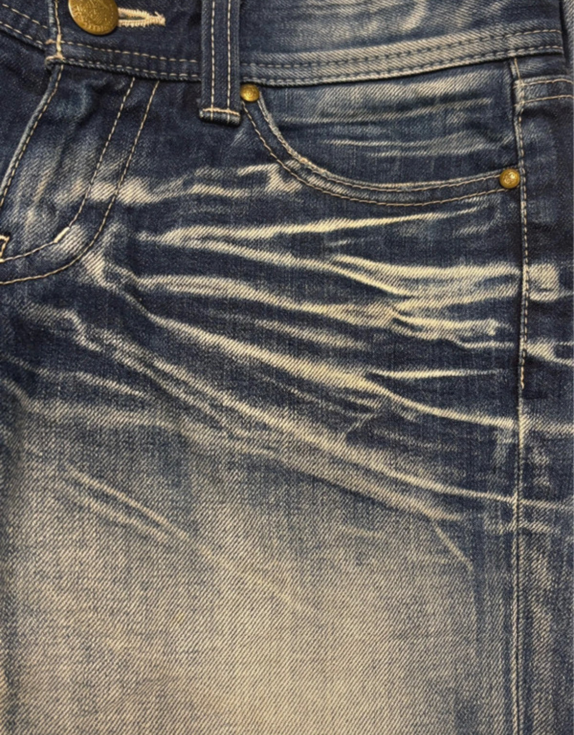 Japanese brand blue gradient claw mark bootcut jeans